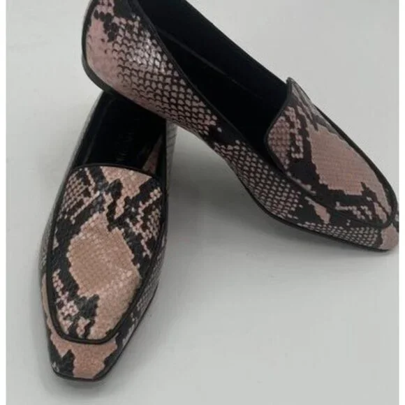 Marion Parke Caroline Snakeskin Embossed Leather Loafer in Pink Python - Size 6 - Picture 2 of 8